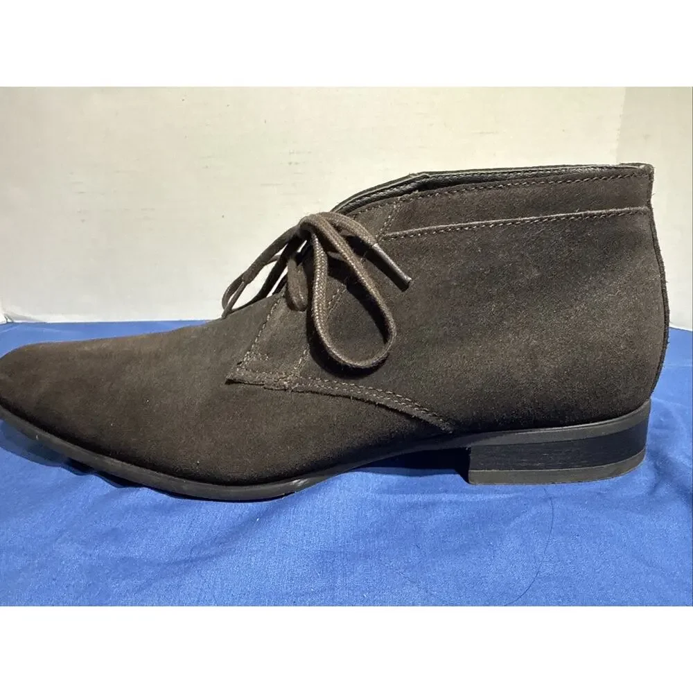 Calvin Klein Ballard Chukka Boots Mens 9 Dark Brown Suede Lace Up Ankle